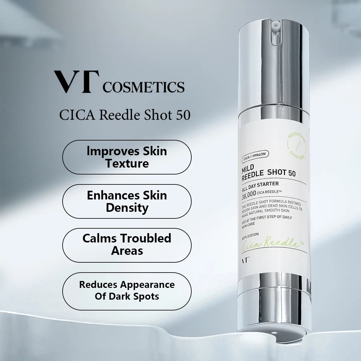 VT COSMETICS CICA Reedle Shot,Multi-Size Options,Centella Asiatica,Intense Hydration,Korean Skincare,K-Beauty,Korean Makeup