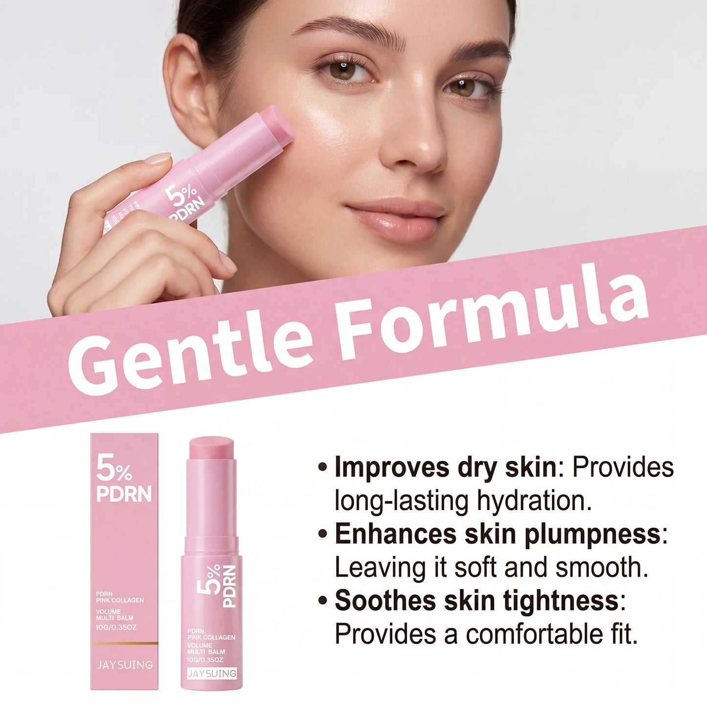 PDRN Pink Collagen Balm Stick – Moisturizing Multi-Use Stick for Face, Lips & Eyes