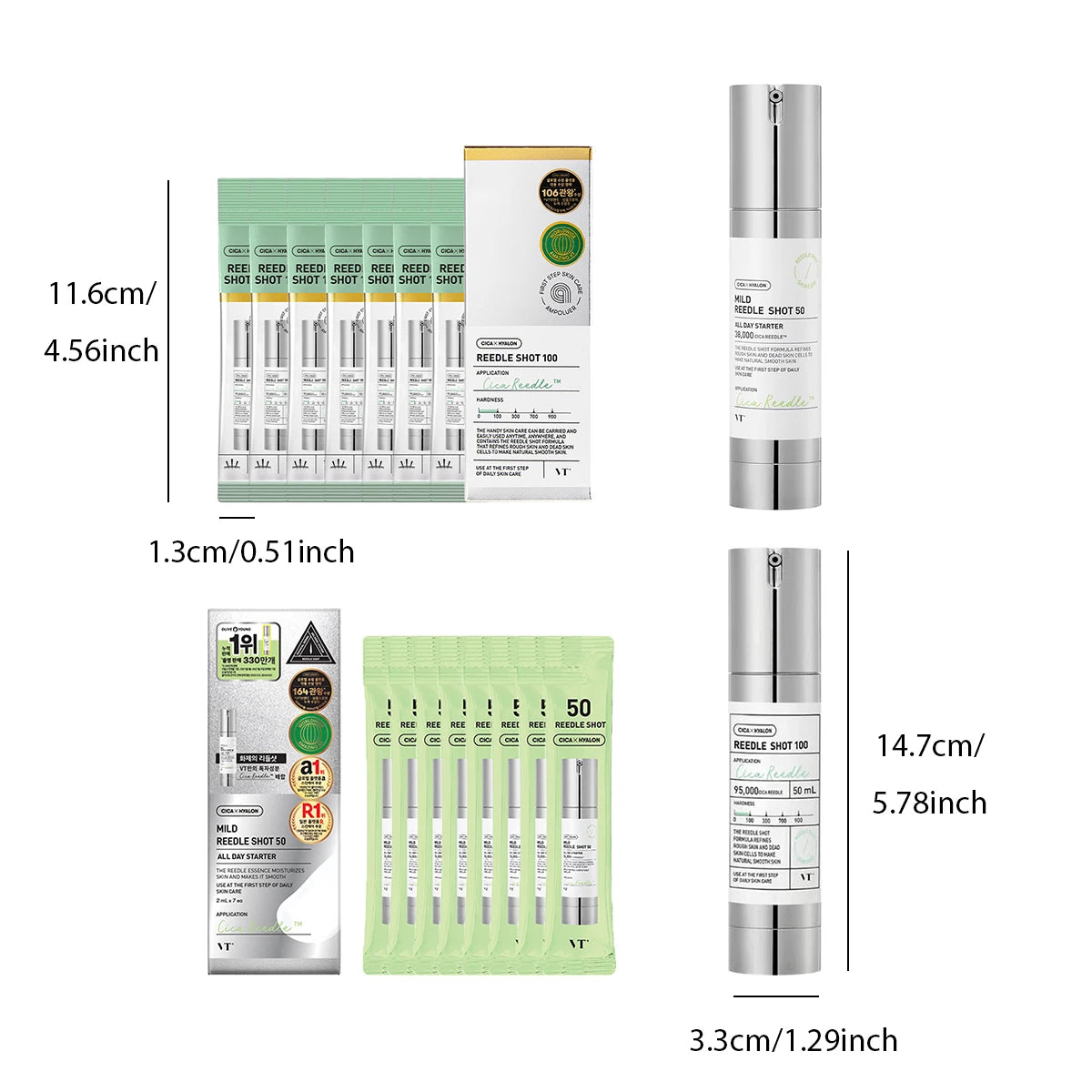 VT COSMETICS CICA Reedle Shot,Multi-Size Options,Centella Asiatica,Intense Hydration,Korean Skincare,K-Beauty,Korean Makeup