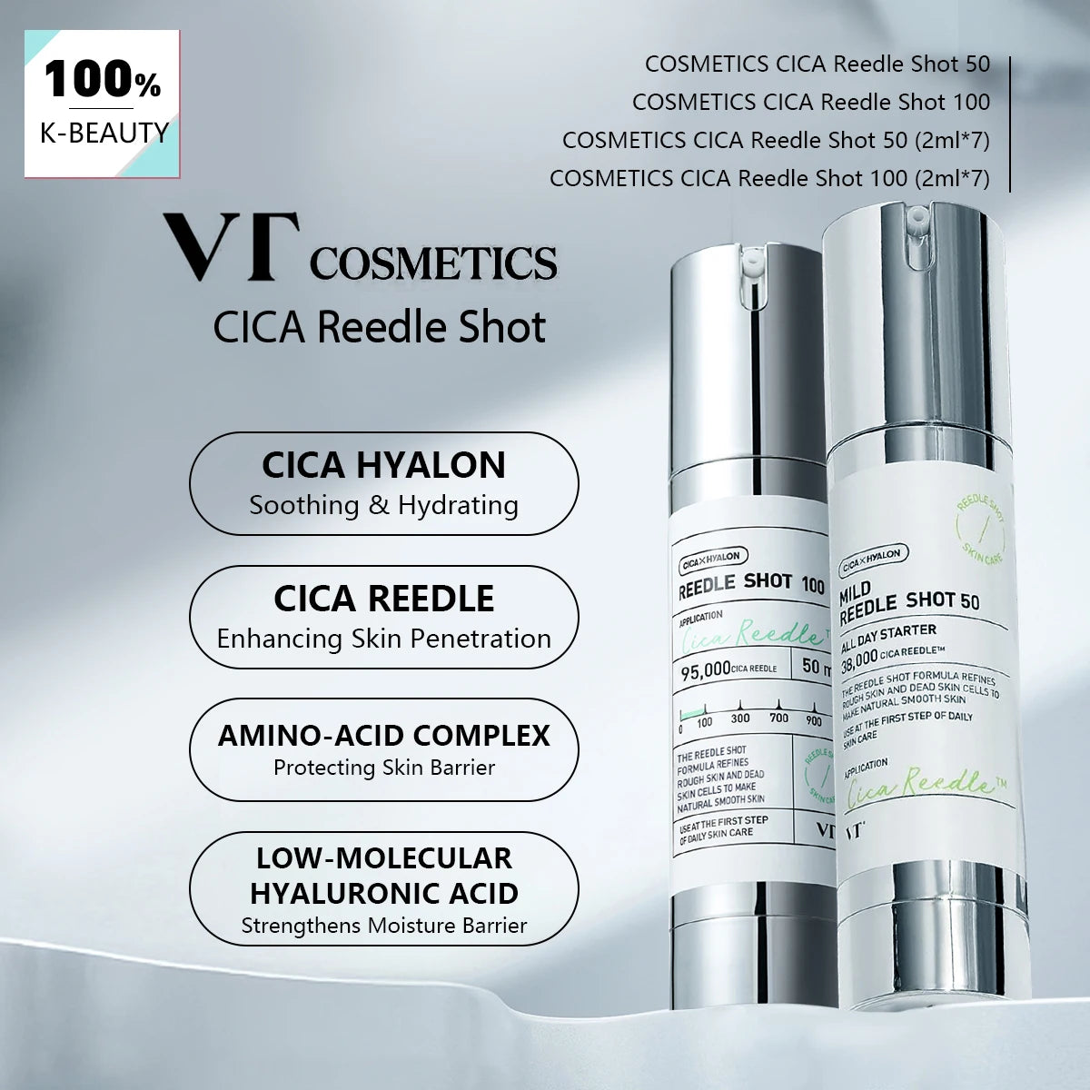 VT Cosmetics CICA Reedle Shot – Centella Asiatica Hydrating Korean Serum